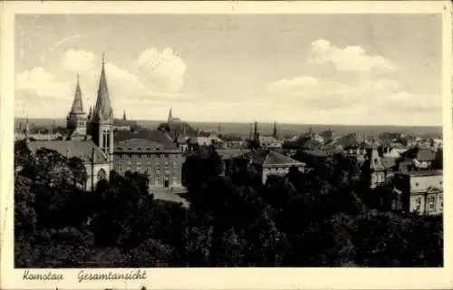Ak Chomutov Komotau Reg. Aussig, Stadtpanorama, Glockenturm