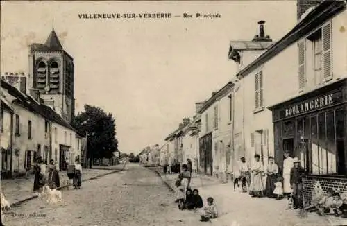 Ak Villeneuve-sur-Verberie Oise, Rue Principale