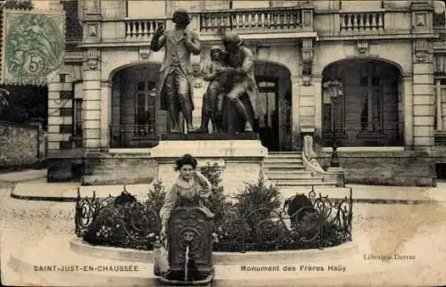 Ak Saint Just en Chaussée Oise, Monument des Freres Hauy