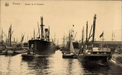 Ak Antwerpen, Bassin de la Campine, Dampfer