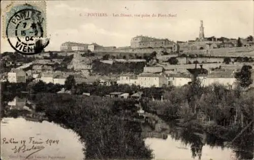 Ak Poitiers Vienne, Les Dimes, vue prise du Pont Neuf