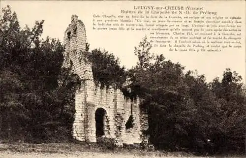 Ak Leugny sur Creuse Vienne, Ruines de la Chapelle de N.-D. de Prelong