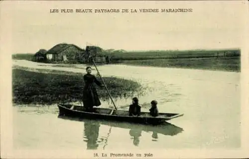 Ak Vendee, La Promenade en yole