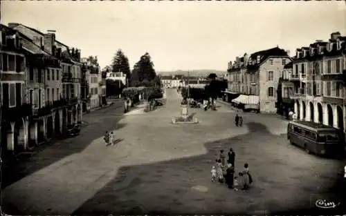 Ak Nay Pyrénées-Atlantiques, Place de la République, Allées Chanzy und die Brücke