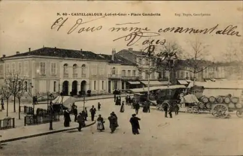 Ak Casteljaloux Lot et Garonne, Place Gambetta