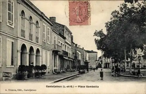 Ak Casteljaloux Lot et Garonne, Place Gambetta