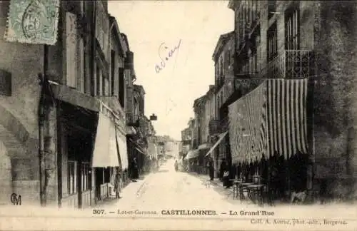 Ak Castillonnès Lot et Garonne, Grand Rue