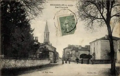 Ak Feugarolles Lot et Garonne, Rue Principale