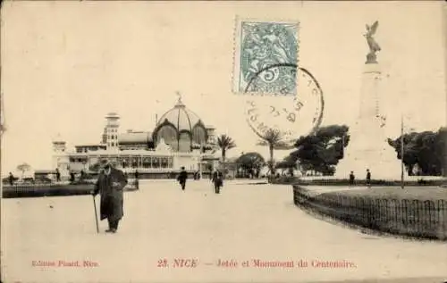 Ak Nizza Nizza Alpes Maritimes, Pier und Centennial Monument