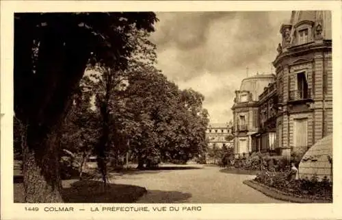 Ak Colmar Kolmar Elsass Haut Rhin, La Prefecture, Vue du Parc