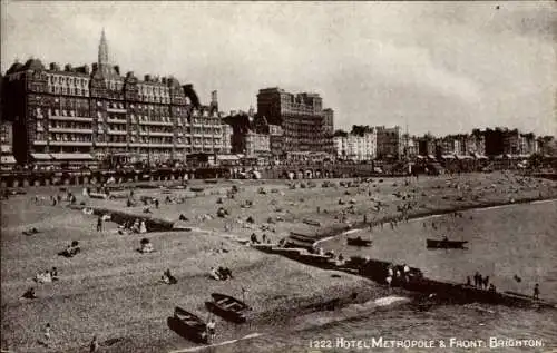 Ak Brighton East Sussex England, Hotel Metropole, Vorderseite