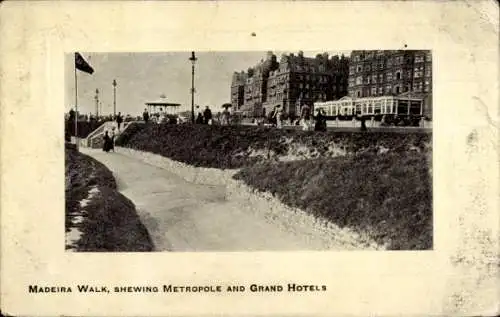 Ak Folkestone Kent England, Madeira-Walk, Metropole, Grand Hotels