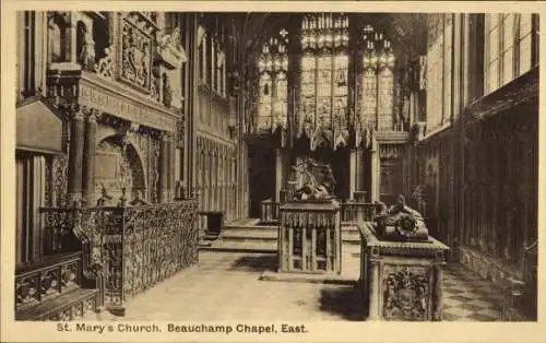 Ak Warwick Warwickshire England, St. Mary's Church, Beauchamp Chapel
