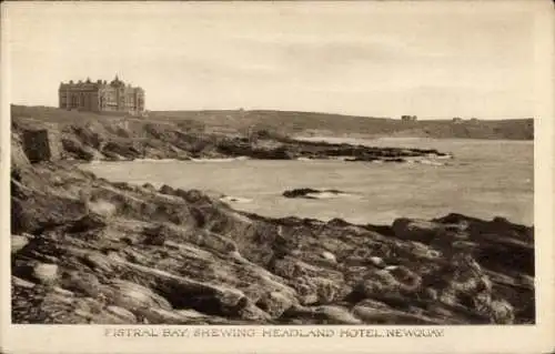 Ak Newquay Cornwall England, Fistral Bay, Headland Hotel