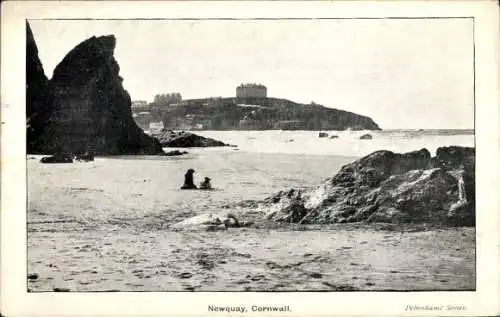 Ak Newquay Cornwall England, Strand, Headland Hotel