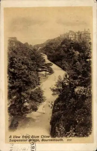 Ak Bournemouth Dorset England, Blick von der Alum Chine Suspension Bridge