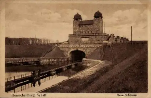 Ak Oberwiese Waltrop Ruhrgebiet, Schiffshebewerk Henrichenburg, Neue Schleuse