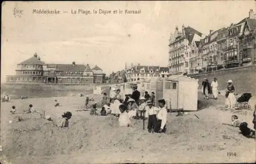 Ak Middelkerke Westflandern, eingegrabene Kurgäste am Strand