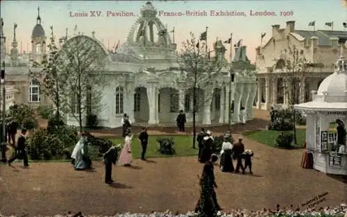 Ak London City England, Französisch-Britische Ausstellung 1908, Ludwig XV. Pavillon