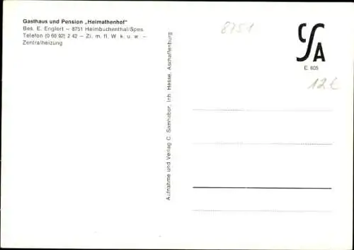 Ak Heimbuchenthal Spessart, Gasthaus Heimathenhof, E. Englert