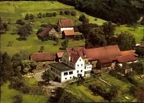 Ak Heimbuchenthal im Spessart, Gasthof und Pension Heimatenhof aus der Vogelschau