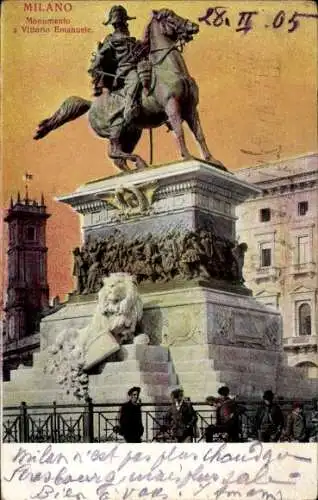 Ak Milano Mailand Lombardia, Monumento a Vittorio Emanuele