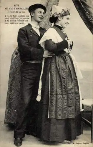 Ak Liebespaar in Volkstrachten