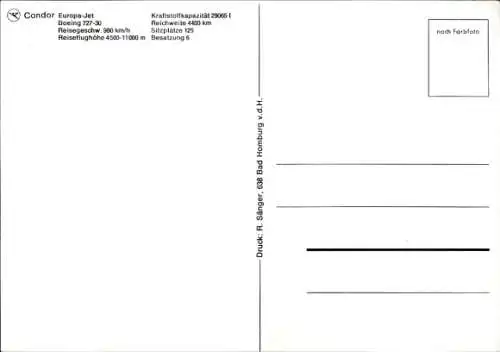Ak Deutsches Passagierflugzeug, Condor, Boeing 727 30 Europa Jet