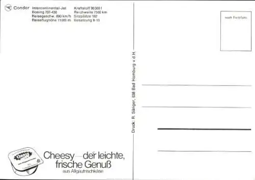 Ak Passagierflugzeug Condor, Boeing 707-430 Intercontinental Jet