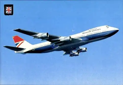 Ak Britisches Passagierflugzeug der British Airways, Boeing 747-136 Jetliner