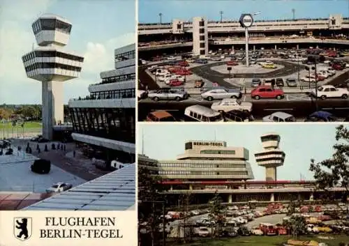 Ak Berlin Reinickendorf Tegel, Flughafen, Tower, Parkplatz