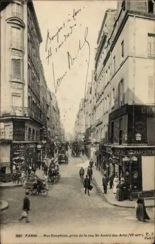 Ak Paris VI, Rue Dauphine, entnommen aus der Rue Saint-André des Arts