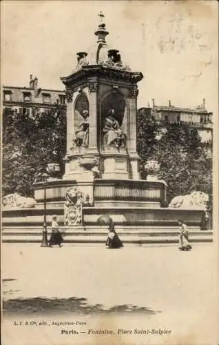 Ak Paris VI, Fontaine, Place Saint Sulpice