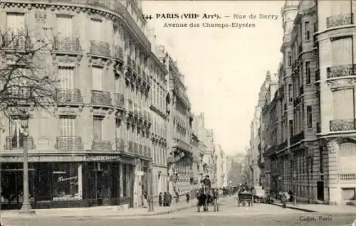 Ak Paris VIIIe Élysée, Rue de Berry, Avenue Champs Elysees