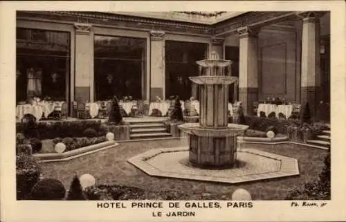 Ak Paris VIIIe Élysée, Hotel Prince de Galles, Garten