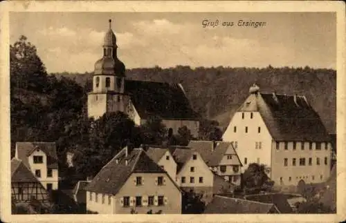 Ak Ersingen Kämpfelbach in Baden, Teilansicht, Kirche