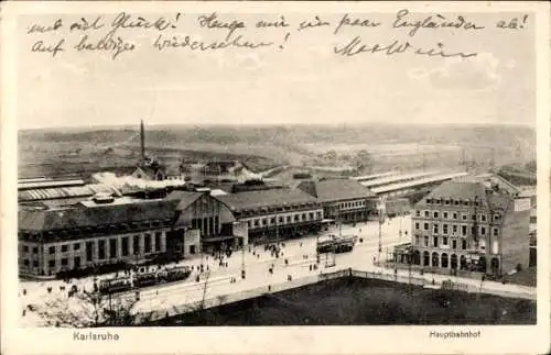 Ak Karlsruhe in Baden, Hauptbahnhof