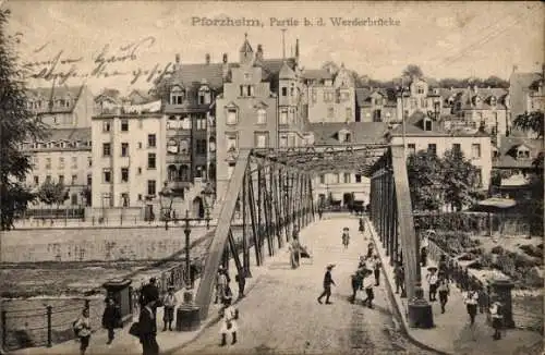 Ak Pforzheim im Schwarzwald, Werderbrücke