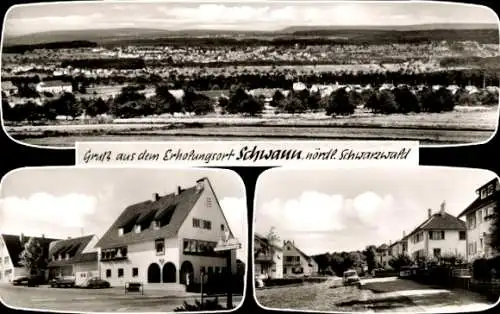 Ak Schwann Staubenhardt im Schwarzwald, Panorama, Straße, Gebäude