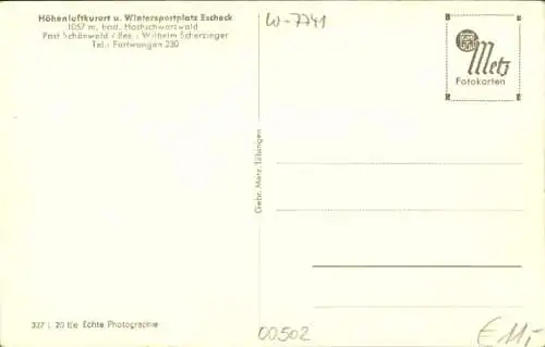 Ak Escheck Schönwald im Schwarzwald, Gasthaus Escheck, Winteransicht
