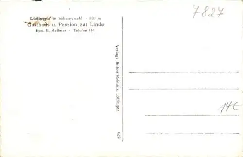 Ak Löffingen im Schwarzwald, Gasthaus und Pension zur Linde