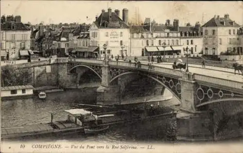 Ak Compiègne Oise, Brücke, Rue Solferino