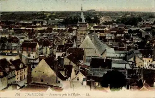 Ak Compiègne Oise, Panorama pris de l'Eglise