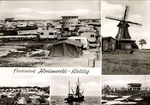 Ak Horumersiel Schillig Wangerland in Friesland, Campingplatz, Fischkutter, Spielplatz