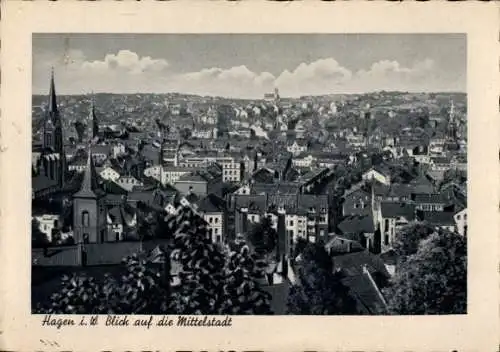 Ak Hagen in Westfalen, Blick auf die Mittelstadt