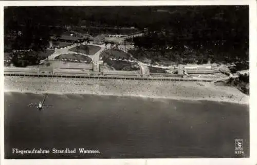 Ak Berlin Zehlendorf Wannsee, Fliegeraufnahme vom Strandbad