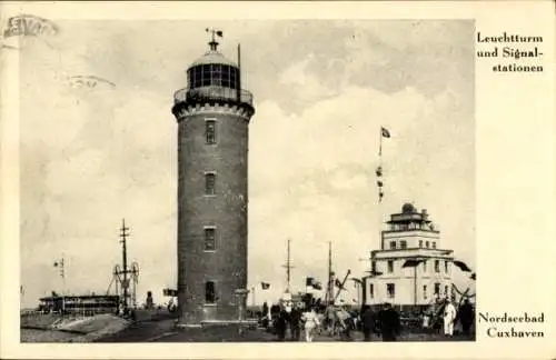 Ak Nordseebad Cuxhaven, Leuchtturm und Signal-Stationen