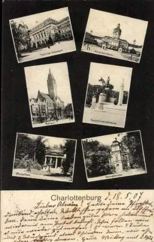 Ak Berlin Charlottenburg, Rathaus, Kaiser Friedrich-Denkmal, Technische Hochschule, Schloss