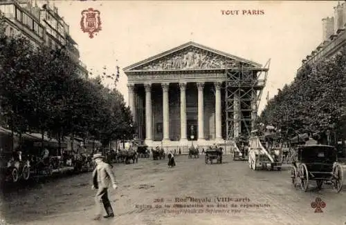 Ak Paris VIIIe Élysée, Rue Royale, Madeleine-Kirche