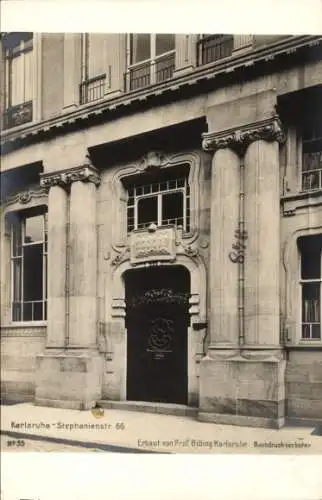 Ak Karlsruhe in Baden, Hausportal Stephanienstraße 66